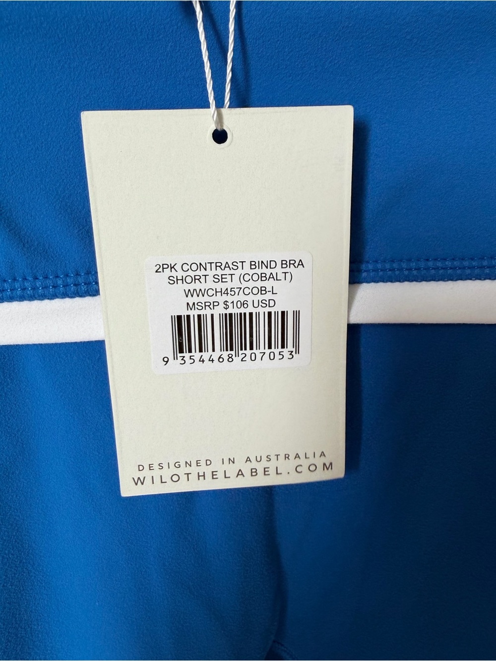 Wilo blue sports bra and shorts workout two piece set - Picture 3 of 9